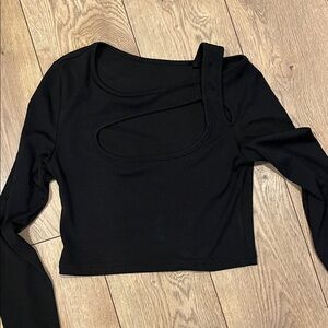 Black Asymmetrical Women's crop  Top